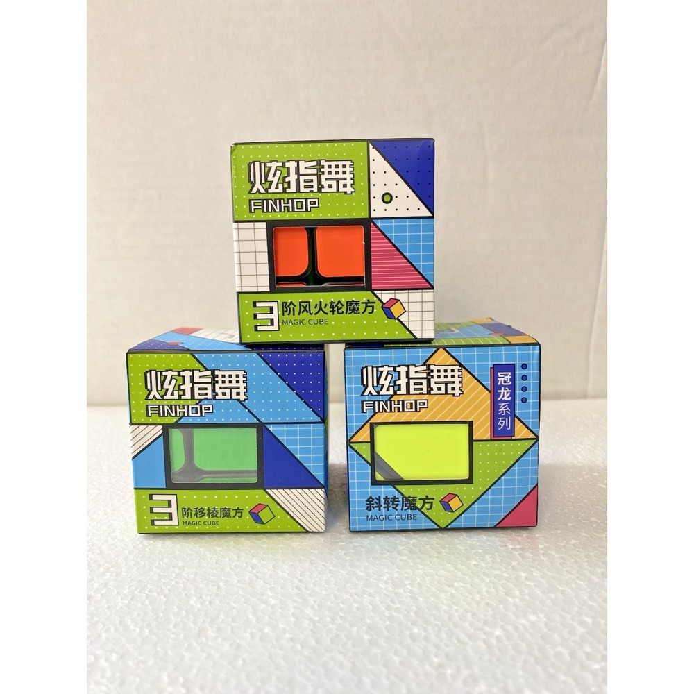 Finhop Magic Cube 3-Pack Speed Cube Set Skewb Fisher Windmill Puzzles New